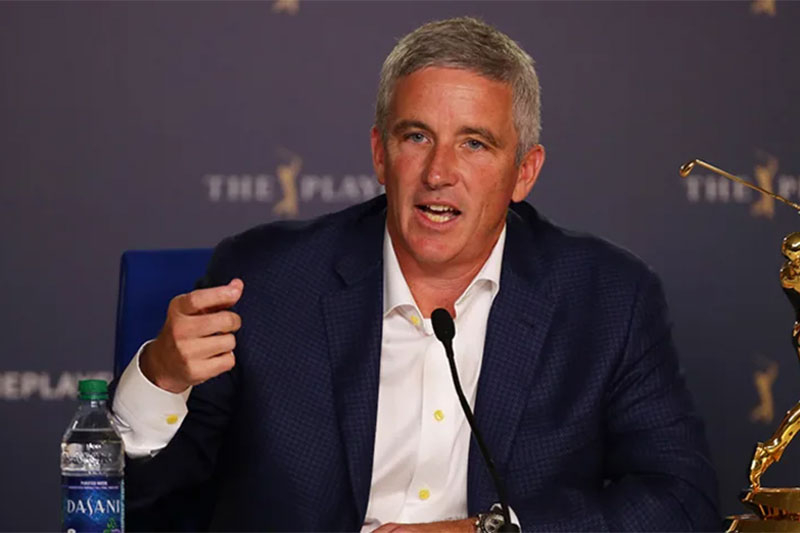 PGA TOUR Commissioner Jay Monahan spoke to the media ahead of THE PLAYERS Championship. (Gregory Shamus/Getty Images) 